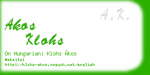 akos klohs business card