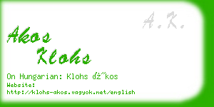 akos klohs business card